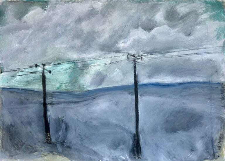 Omaggio a Pier Paolo Pasolini - Paesaggio Elettrico 83x60cm dipinto di Paolo Amoretti