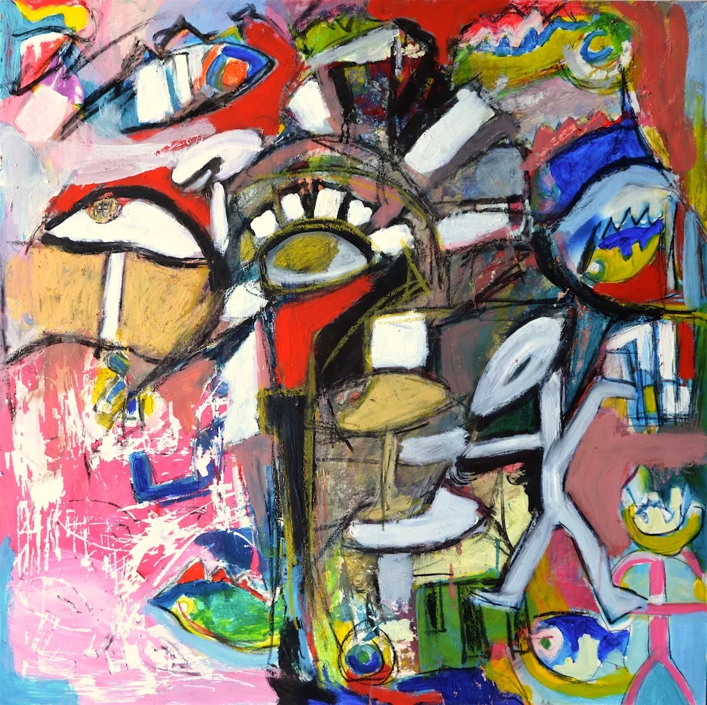 Sfumature urbane 100x100cm dipinto di Paolo Amoretti