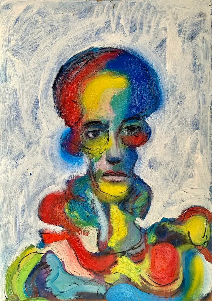 The Man in Blue, 50x70cm, painting by Paolo Amoretti
