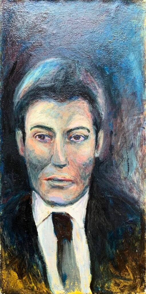 L'uomo con la cravatta 3ox60cm dipinto di Paolo Amoretti